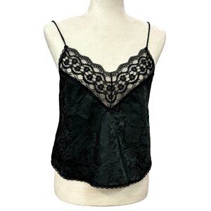 VTG Dreamtime Camisole Top Black Lace Satin Sz M Goth Grunge Witchy Whimsigoth